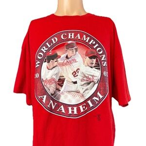 Vintage 2002 World Series Champions Anaheim Angeles Shirt Size 2XL Red